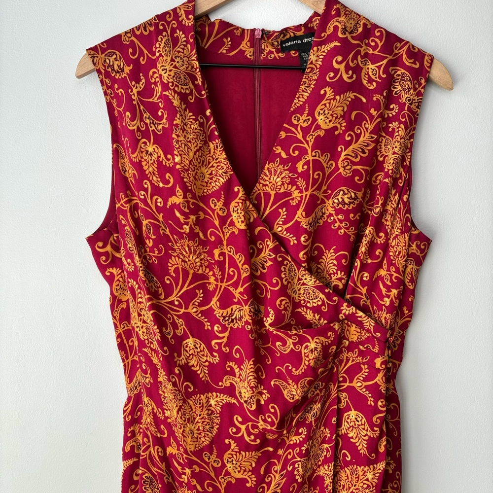 Valerie Silk Dress 12 Maxi 90s Maroon Paisley Y2K Cottage Indie Old Money Gold